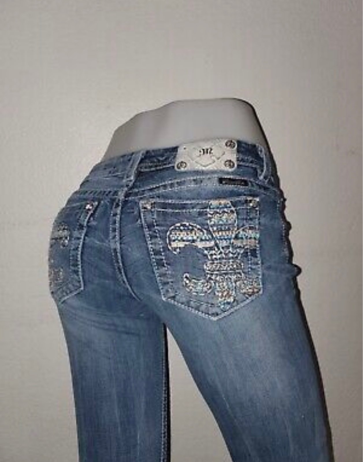 Miss Me Jeans Womens Size (28) Blue Signature Boot Cut Embellished Denim
