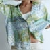 ZARA NWT Patchwork Flowy Green and Blue Satin Paisley Blouse Size XXL