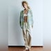 ZARA NWT Patchwork Flowy Green and Blue Satin Paisley Blouse Size XXL