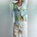 ZARA NWT Patchwork Flowy Green and Blue Satin Paisley Blouse Size XXL