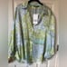 ZARA NWT Patchwork Flowy Green and Blue Satin Paisley Blouse Size XXL