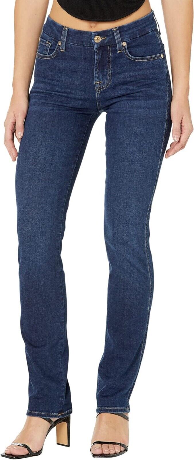 7 For All Mankind Women's Kimmie Straight-Leg Jeans BLUE RINSED INDIGO NEW NWT