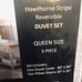 Grace Elizabeth Luxury Linens 3 Piece Hawthorne Stripe Duvet Set Queen Sz.