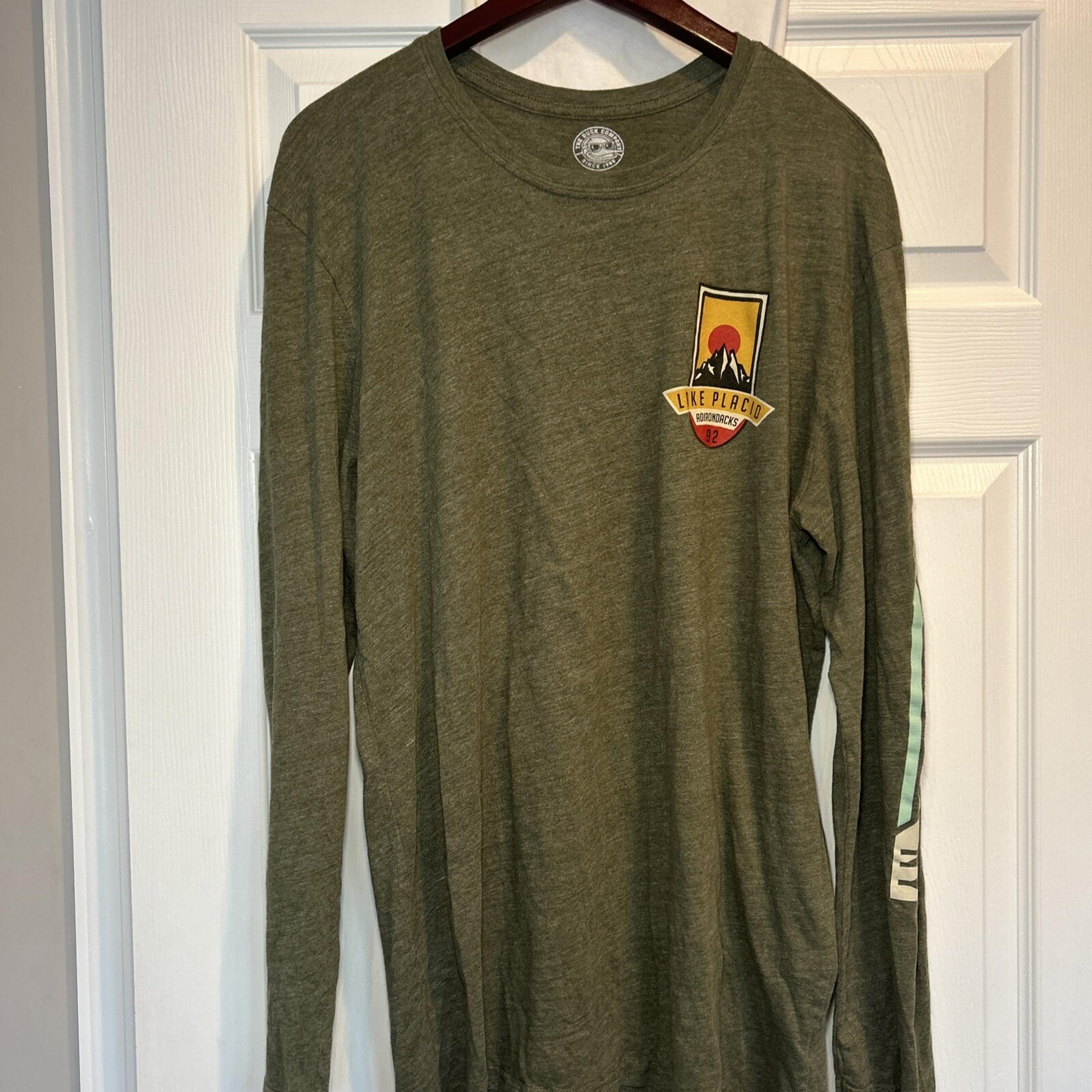 The Duck Company Lake Placid Adirondacks Long Sleeve T Shirt Mens Size XL Green