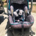 Car seat with base and stroller
