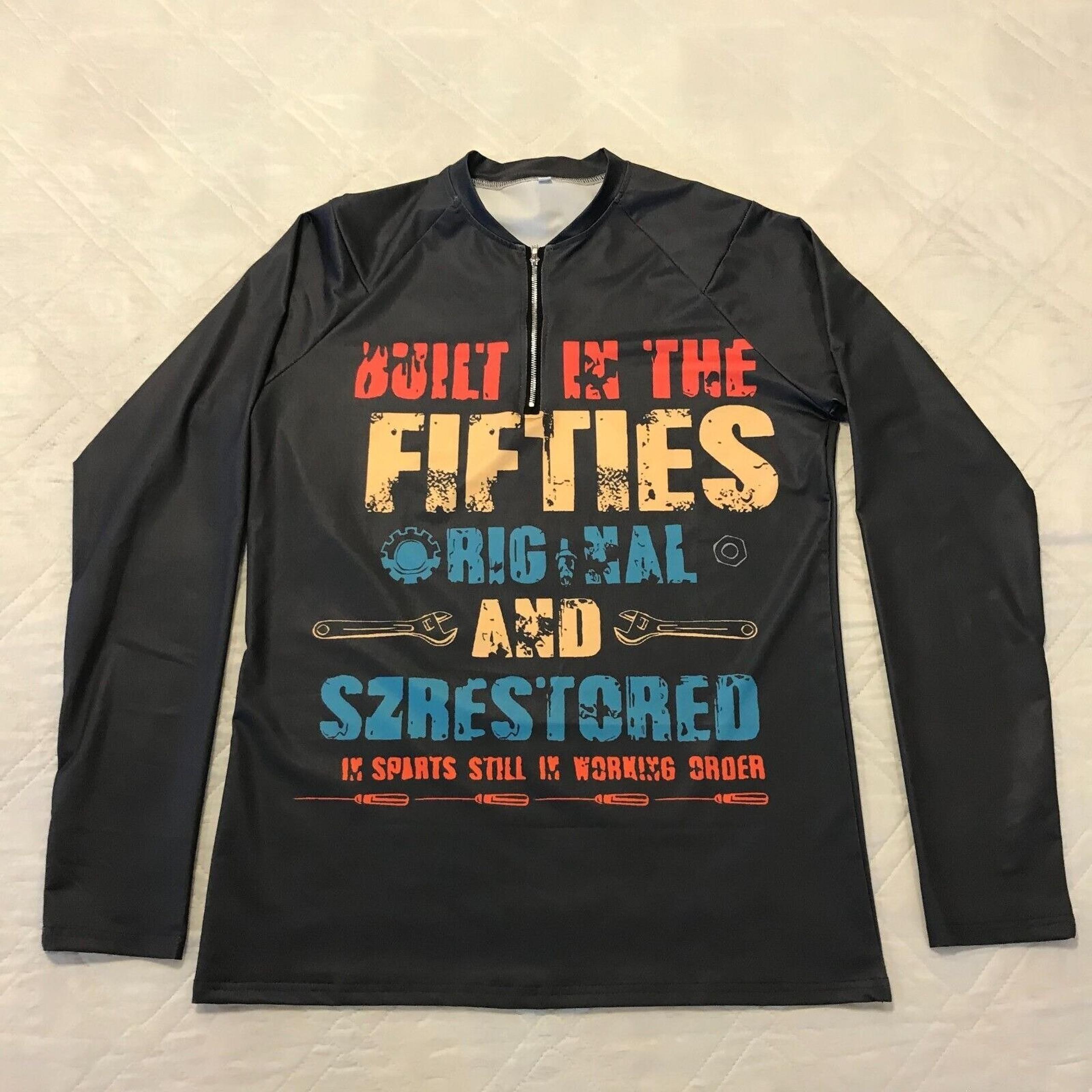 Built in the Fifties 1/4 zip long sleeve gray fitness/exercise shirt Medium