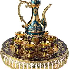 Vintage Turkish Coffee Pot Set for 6 including Tray & Teapot Silver Inserted +di