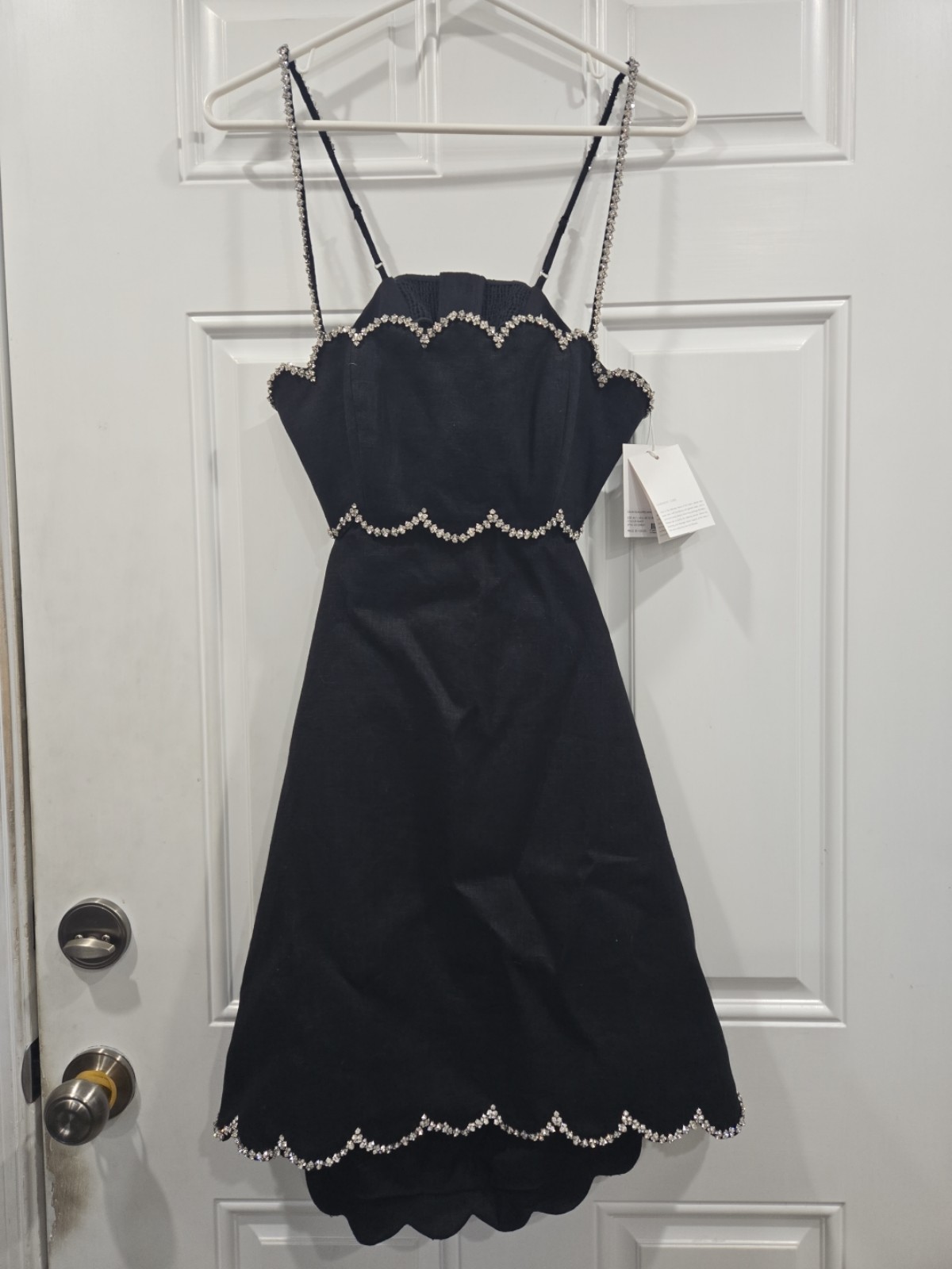 Zimmermann Crush Scalloped Mini Dress NWT US Size 6 AU Size 1 Black