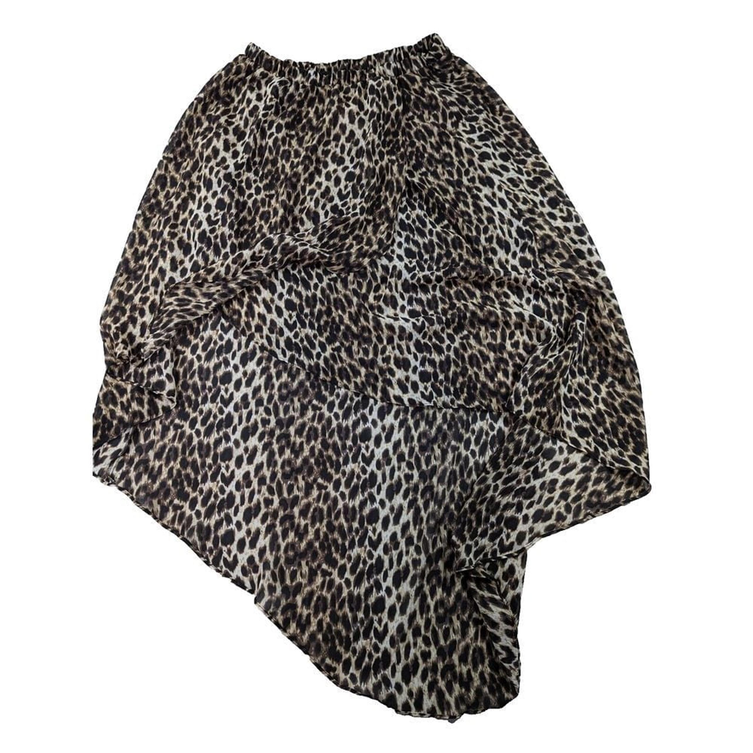 Forever 21 Skirt Women's Pleated Sheer Leopard Animal Print Midi Lined Sz Medium