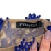 CQ by CQ Brand Sheer and Royal Blue Floral Applique Bodysuit Size Small
