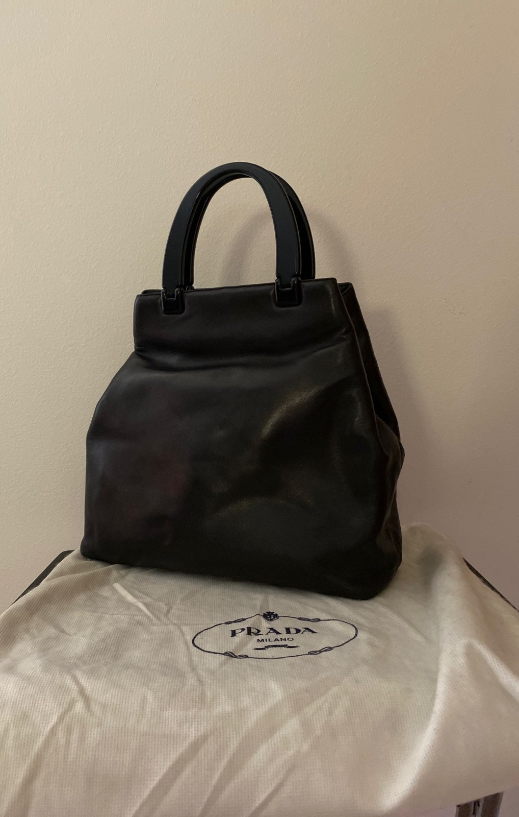 PRADA NAPA LEATHER BLACK TOTE