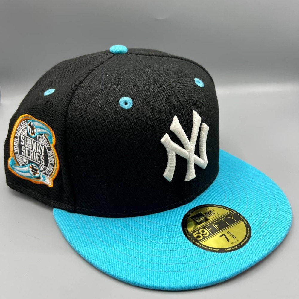 New York Yankees Hat Men 7 5/8 Black Orange 59Fifty New Era Fitted Cap