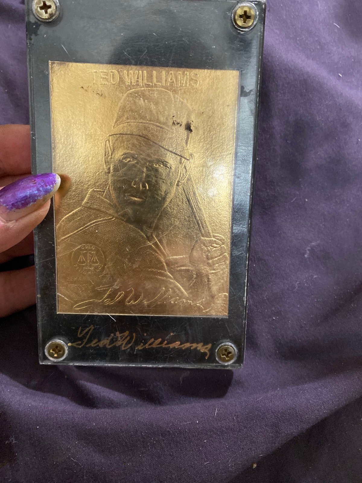 22k gold Ted Williams limited edition baseball card