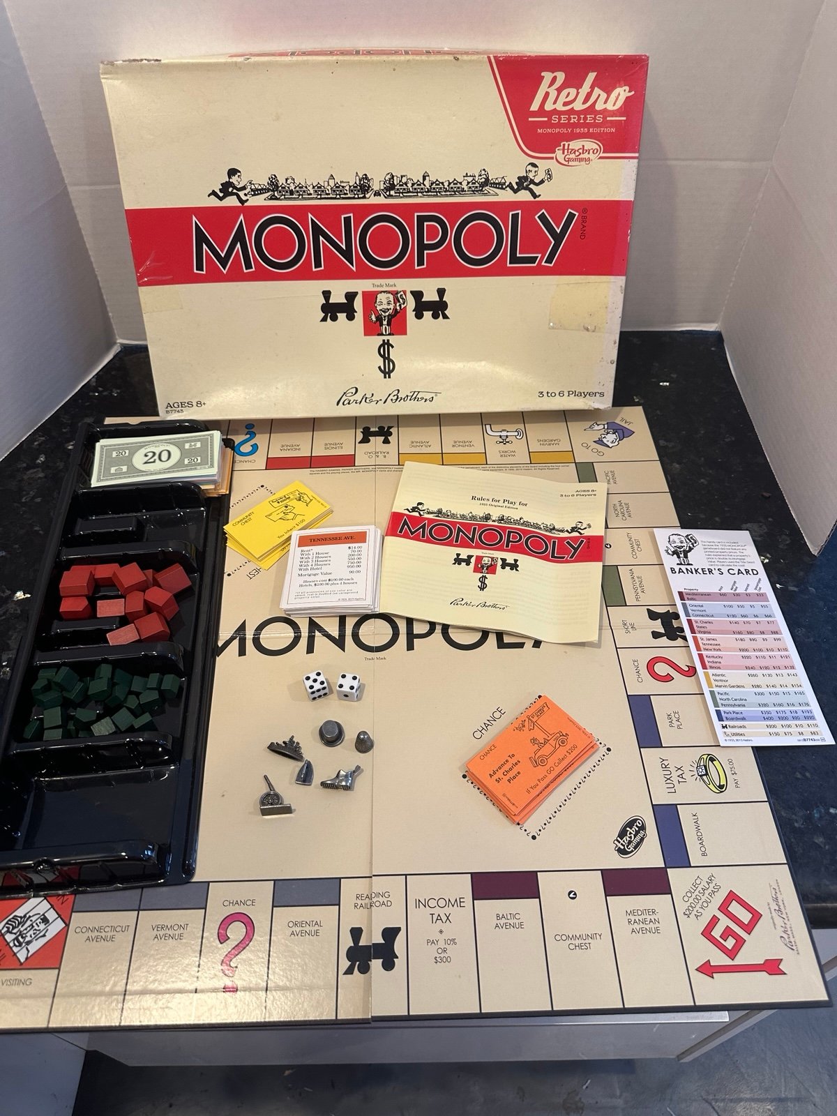 Parker Bros Monopoly Retro Series 1935 Edition Board Game Hasbro 2015 complete