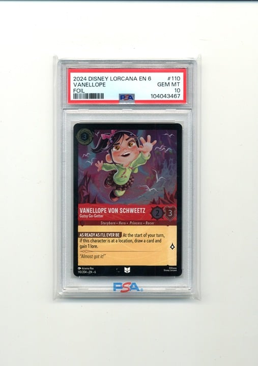 Pop 1!! 2024 Disney Lorcana Azurite Sea 110 Vanellope Von Schweetz Foil PSA 10