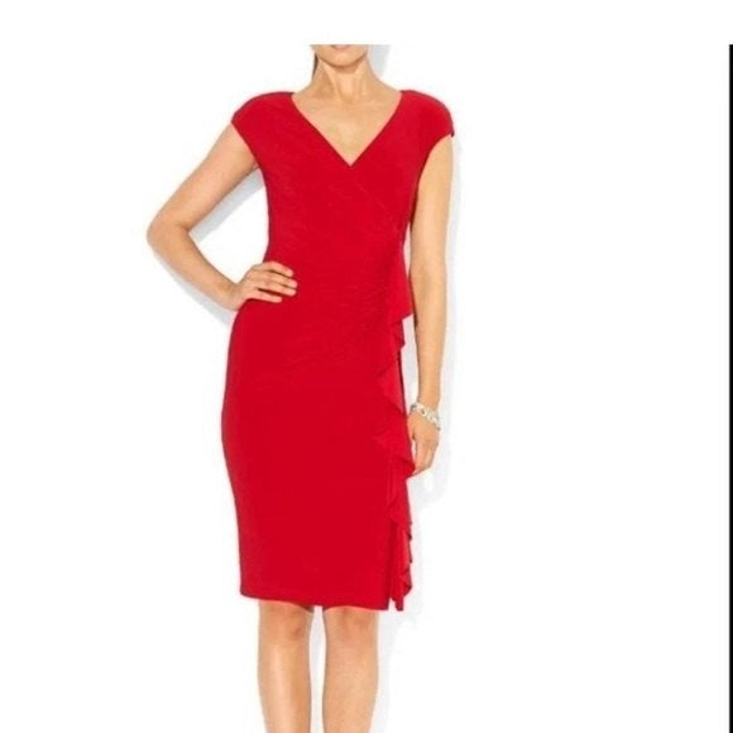 American Living Red Pleated Sheath Dress
