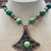 Vintage copper green gemstone Mexico Necklace