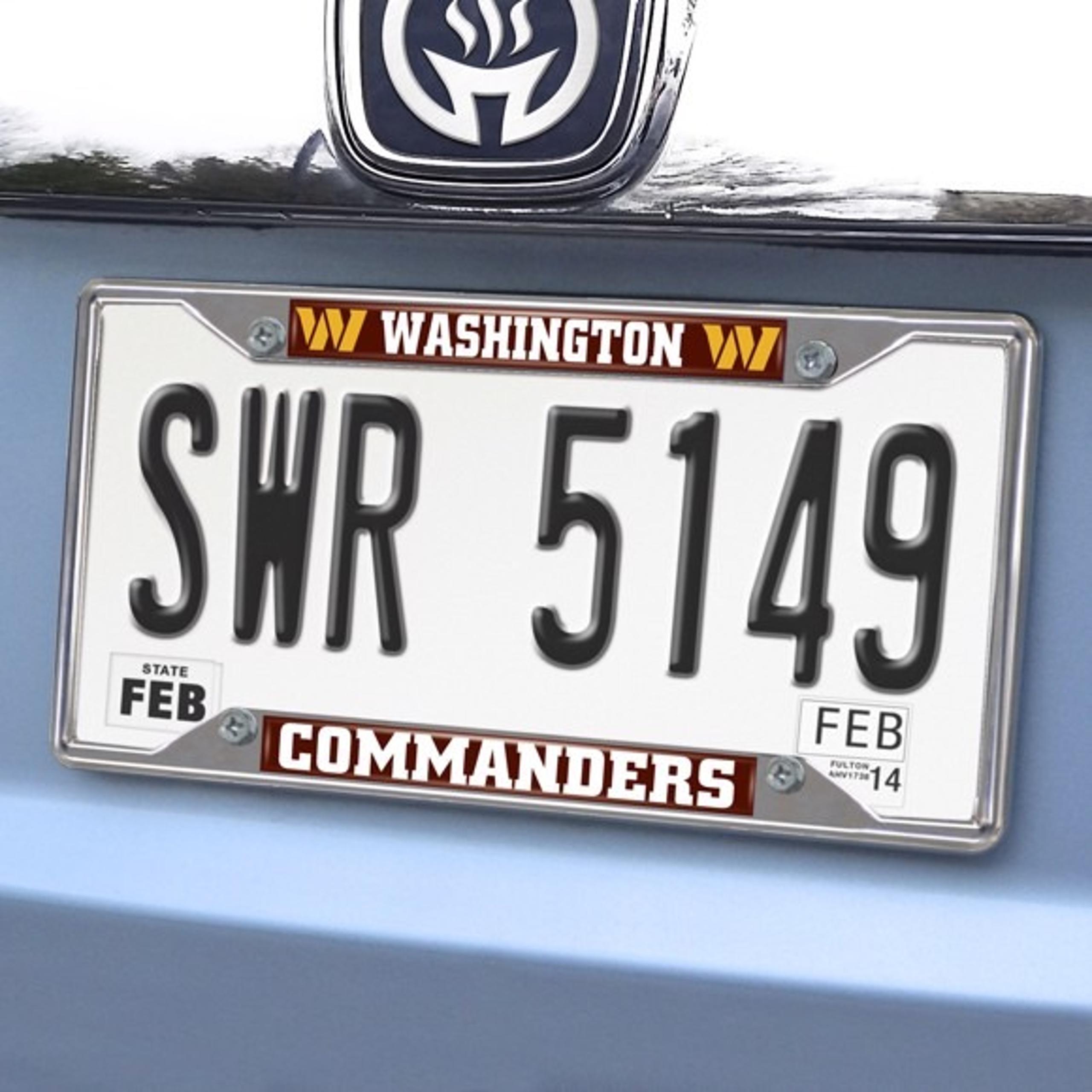 NFL Washington Commanders Chrome Chrome License Plate Frame Flat Image