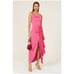 Elle Zeitoune Dress Womens X Small Pink Patrice Draped Satin Midi Slit Front