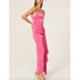 Elle Zeitoune Dress Womens X Small Pink Patrice Draped Satin Midi Slit Front