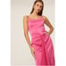 Elle Zeitoune Dress Womens X Small Pink Patrice Draped Satin Midi Slit Front