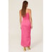 Elle Zeitoune Dress Womens X Small Pink Patrice Draped Satin Midi Slit Front