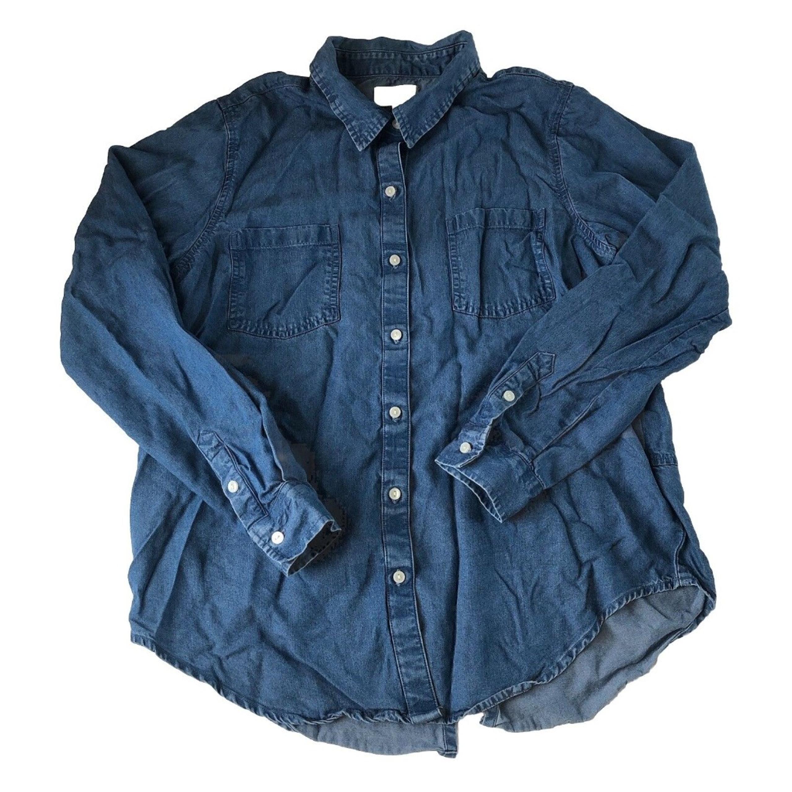 Lucky Brand Women’s Denim Button-Down Shirt Pockets Size Medium