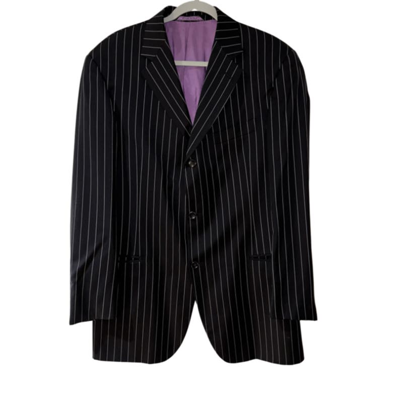 ITALIAN FINE CLOTH SUPER 120’S PIN STRIPE SUIT BLAZER STYLED IN ITALY