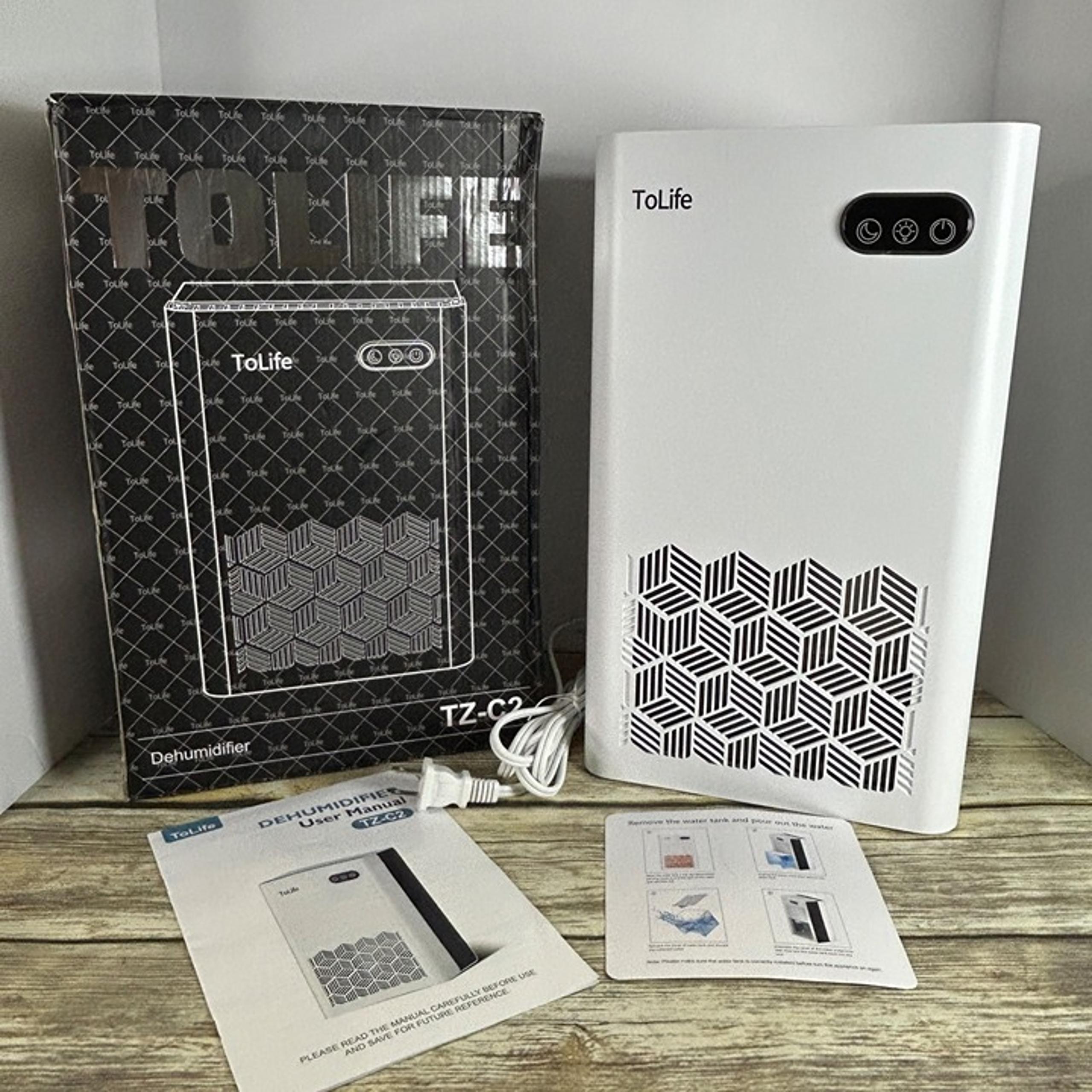ToLife TZ-C2 Dehumidifier Compact & Efficient 120V 50Hz 1.5L Capacity White & Bl