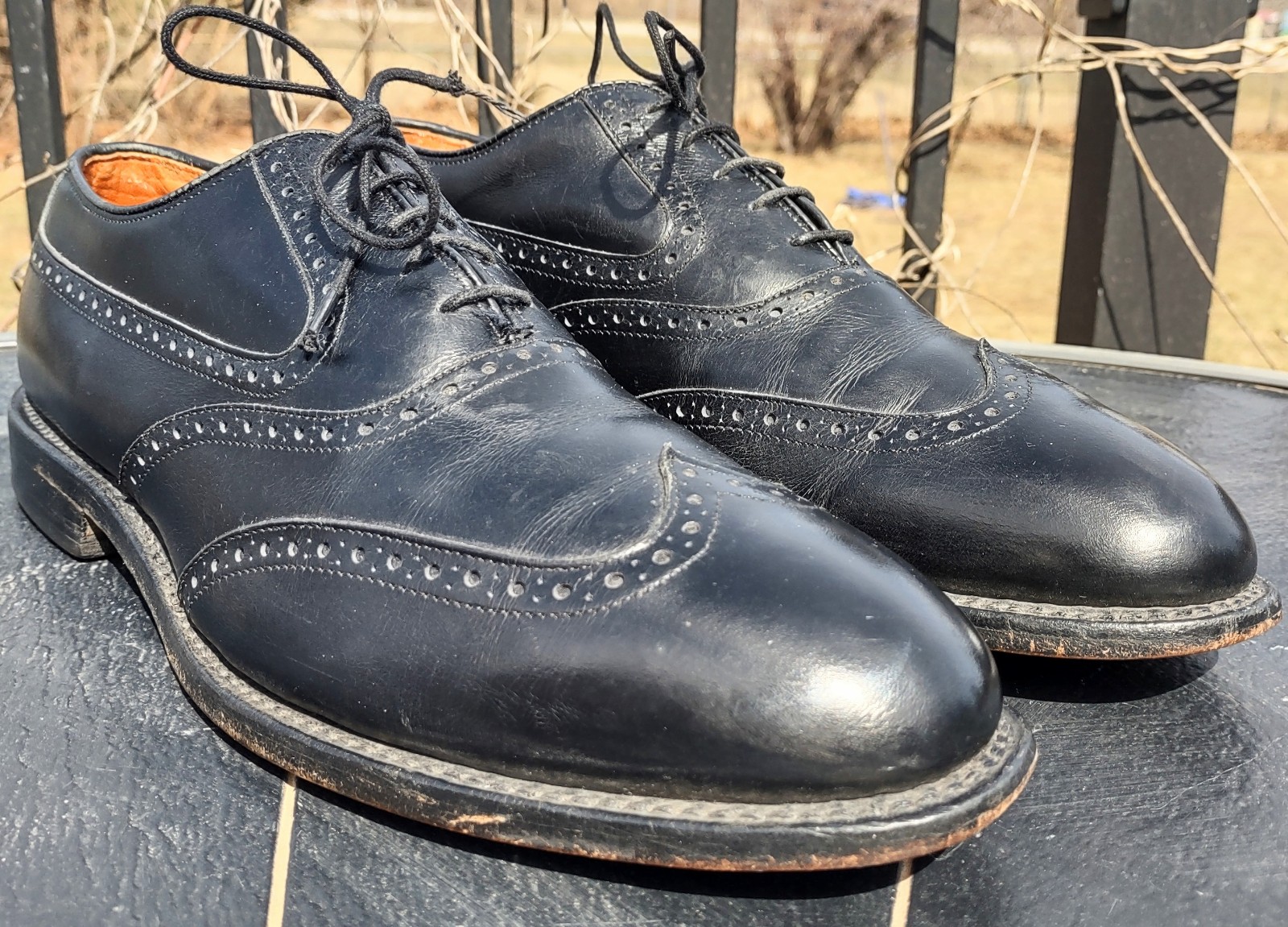 ALLEN EDMONDS BIRMINGHAM Black Leather Wing Tip Oxfords Dress Shoes Size 10 D