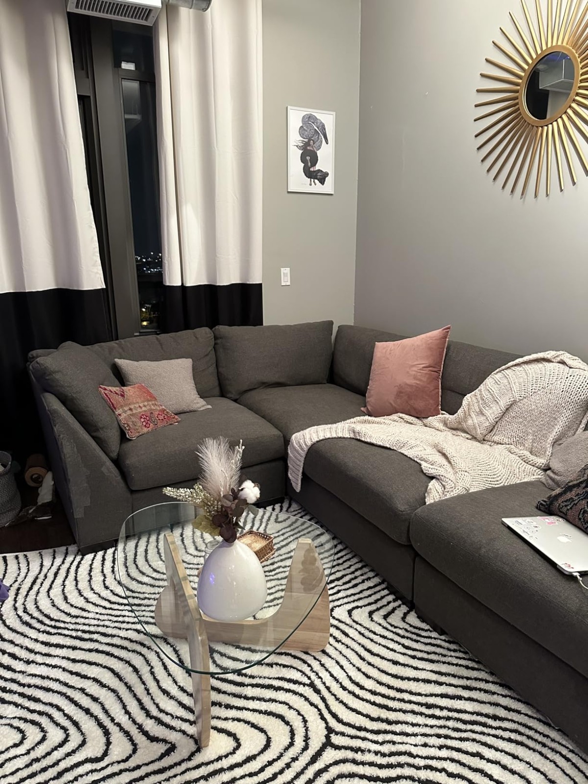 Coffee Tables for Living Room - Triangle Glass Coffee Table with Wooden Base Mid