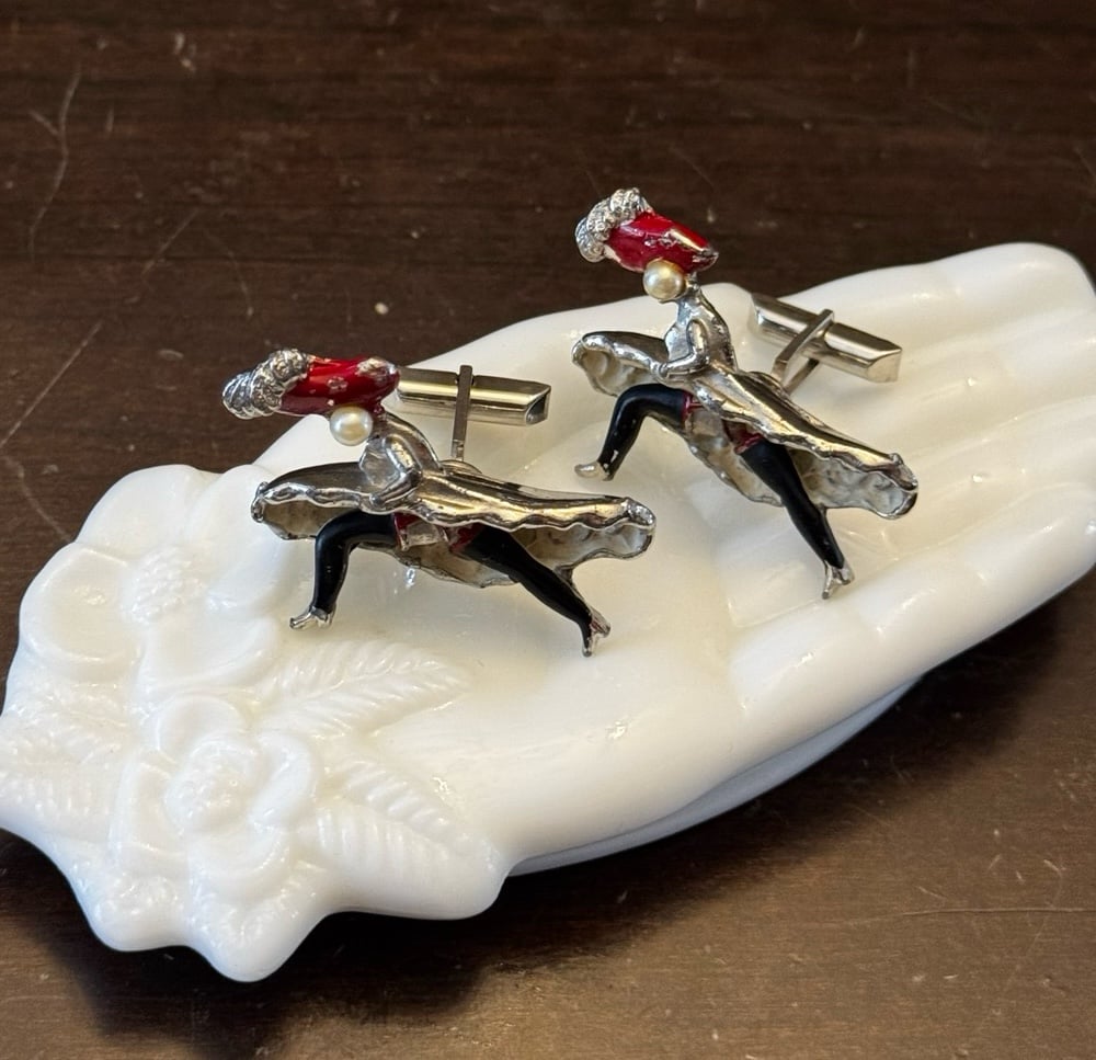 Vintage RARE Can Can Girl Cufflinks