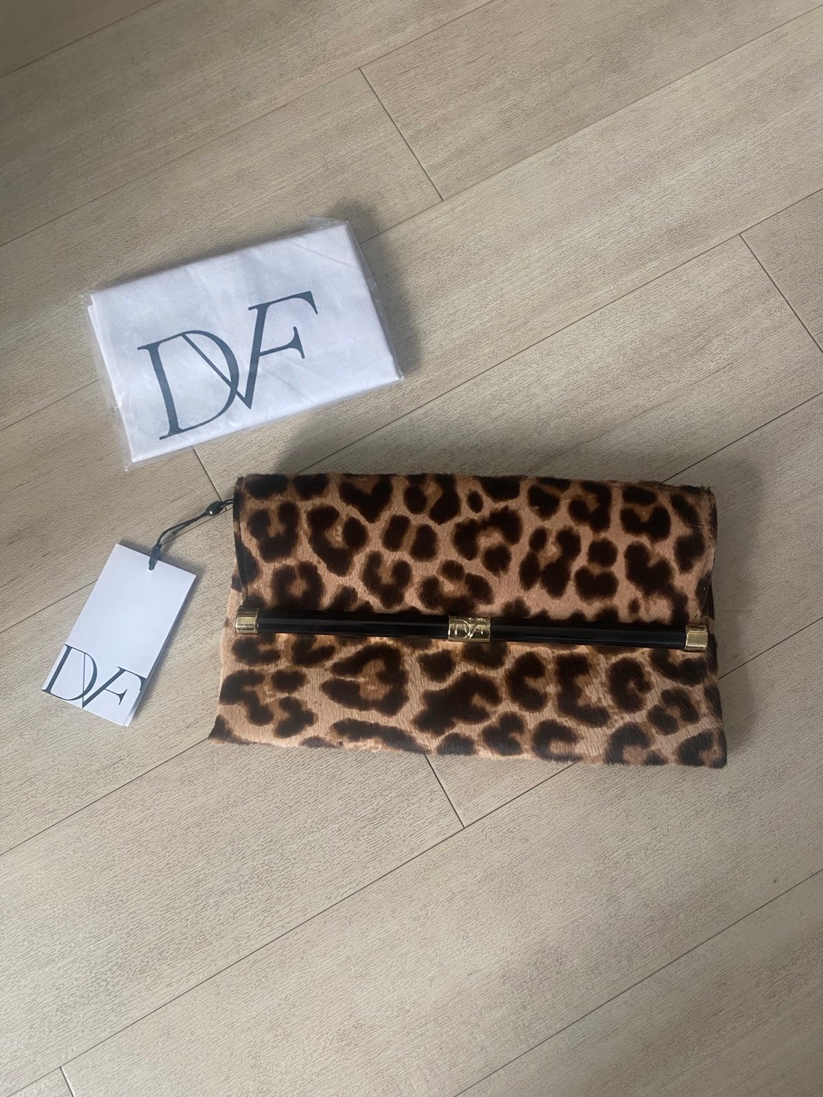 DVF Leopard Print Pony Skin Clutch