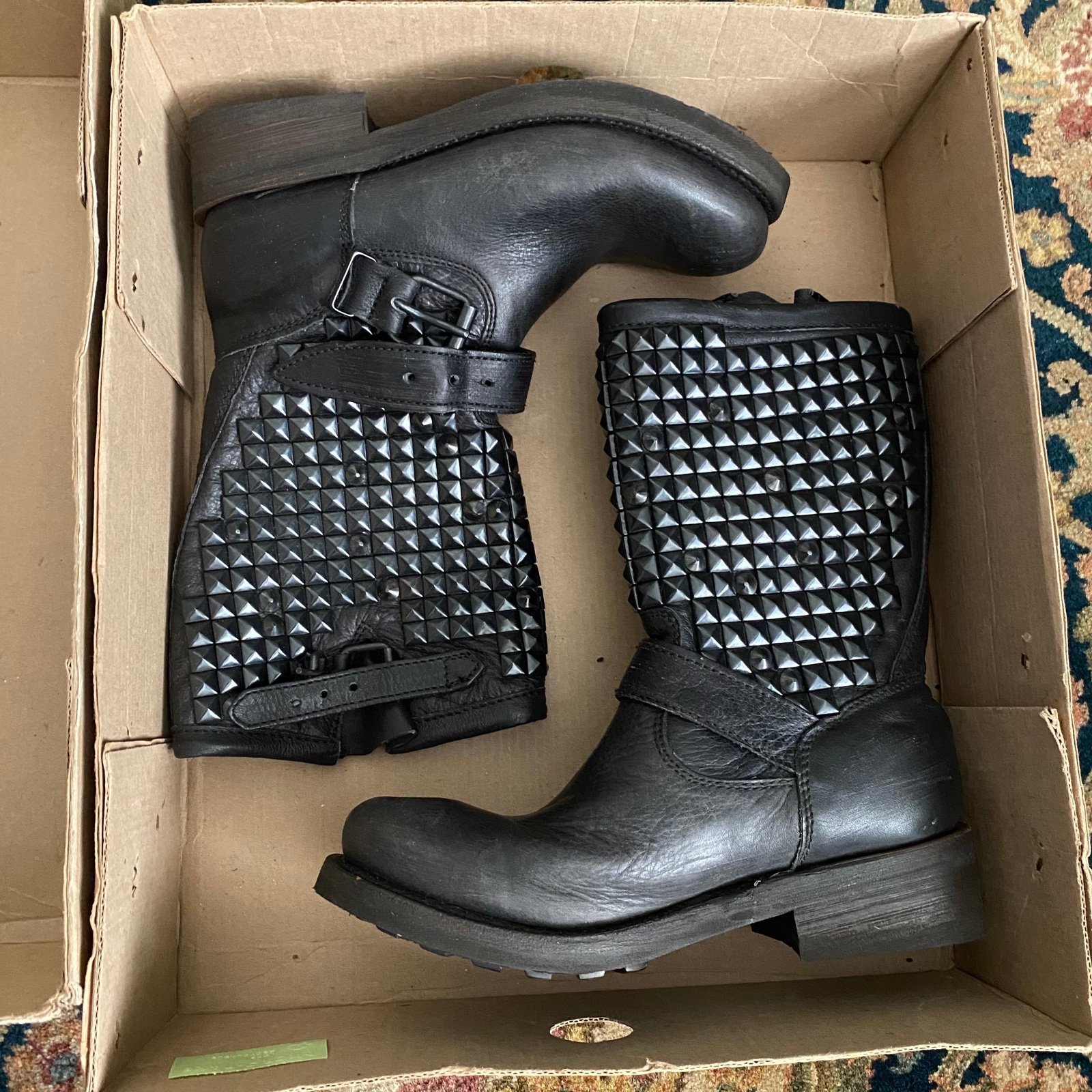 Ash studded black leather boots