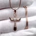 Rose Gold Plated over Sterling Silver Winged Cz Cross Necklace