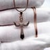 Rose Gold Plated over Sterling Silver Winged Cz Cross Necklace