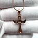 Rose Gold Plated over Sterling Silver Winged Cz Cross Necklace