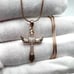 Rose Gold Plated over Sterling Silver Winged Cz Cross Necklace