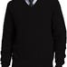 Kallspin men’s wool blend v-neck sweater(L, black)