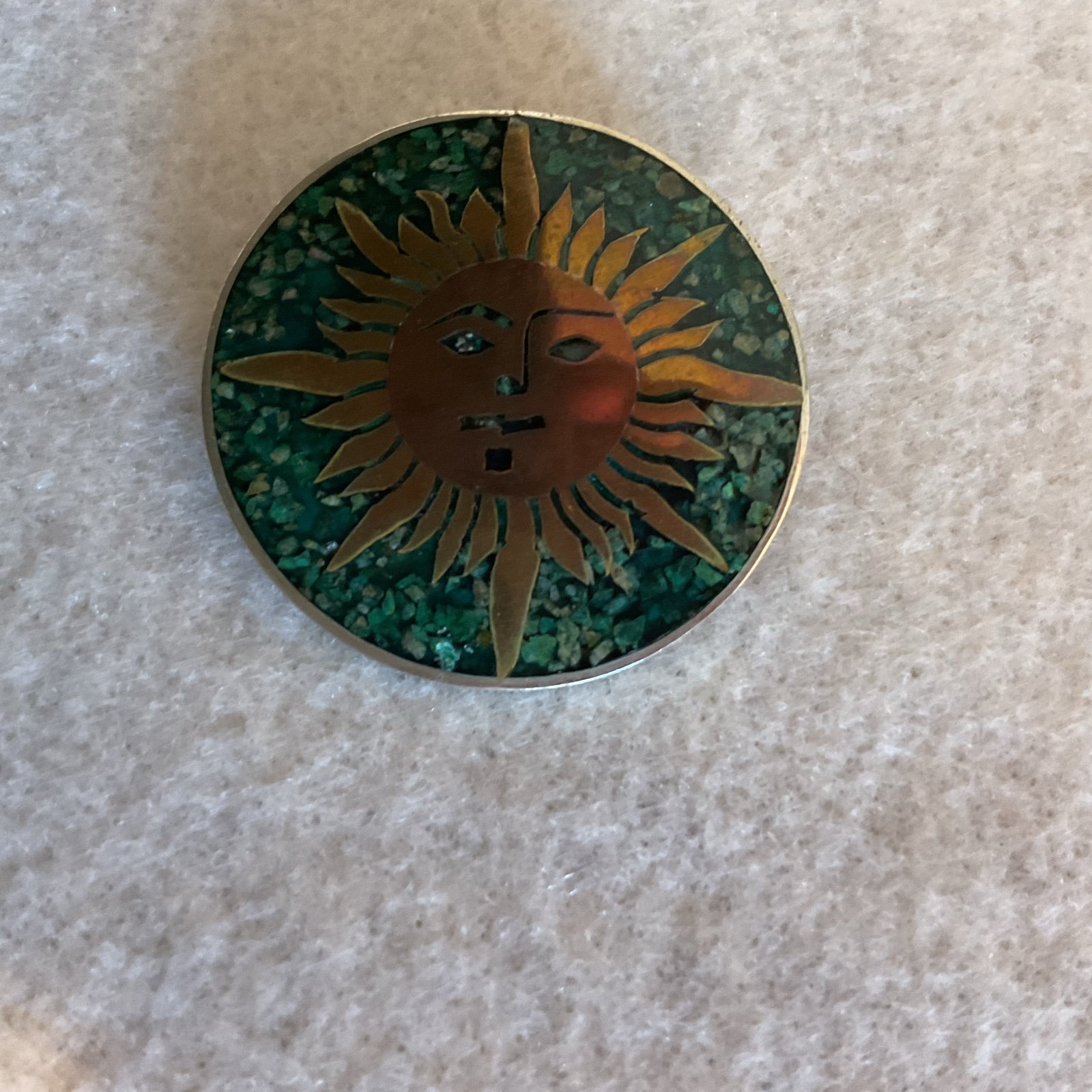 Vintage Aztec Sun Brooch