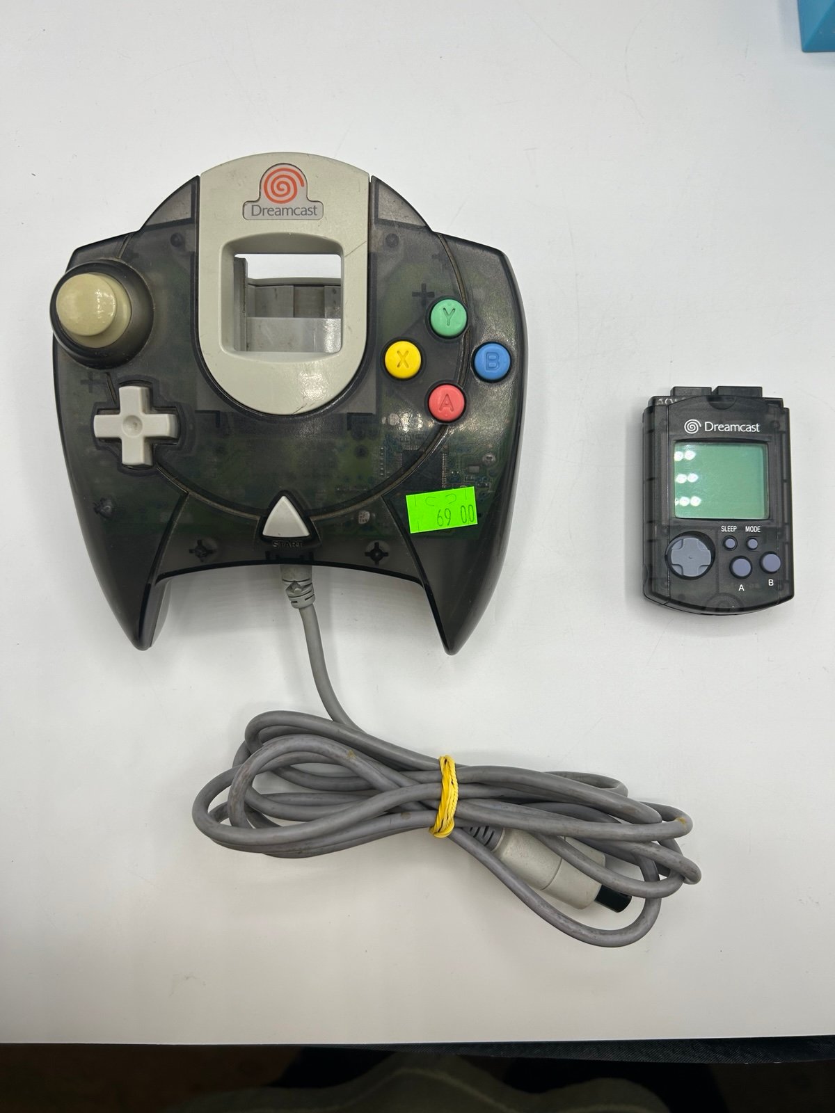 Sega Dreamcast Smoke Black Controller w/ VMU Tested Works