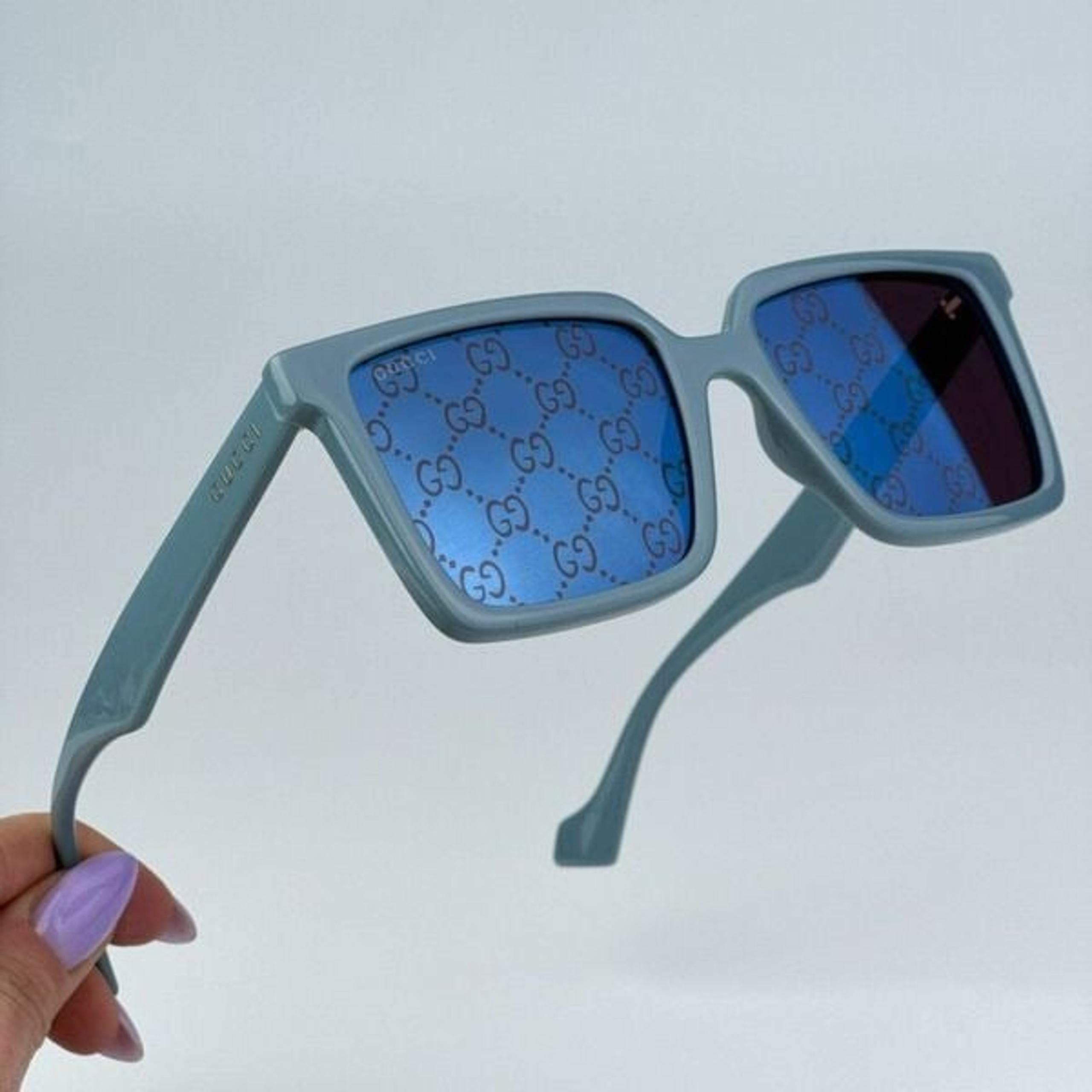 Gucci GG1540S 003 BRAND NEW Sunglasses Blue Violet Logo Mirrored Men Square 55mm