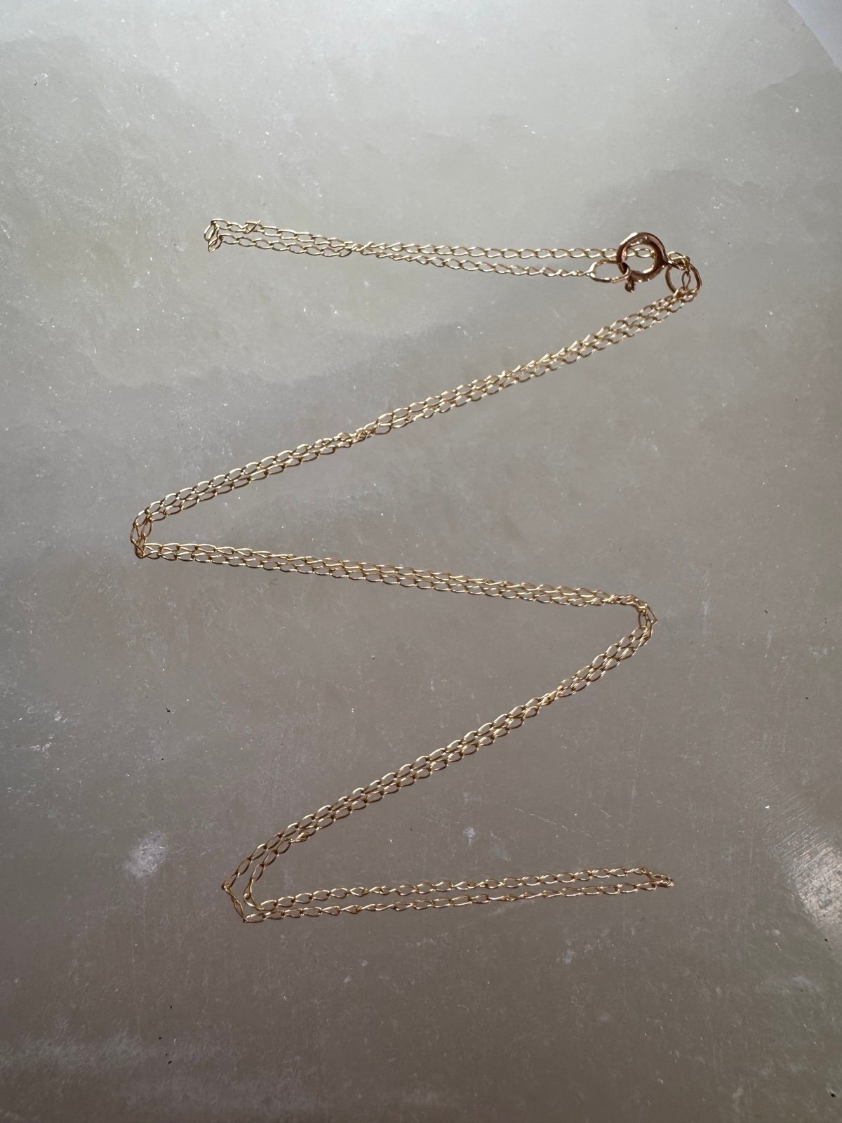 10K Solid Gold Dainty 17” Cable Chain Necklace .5MM