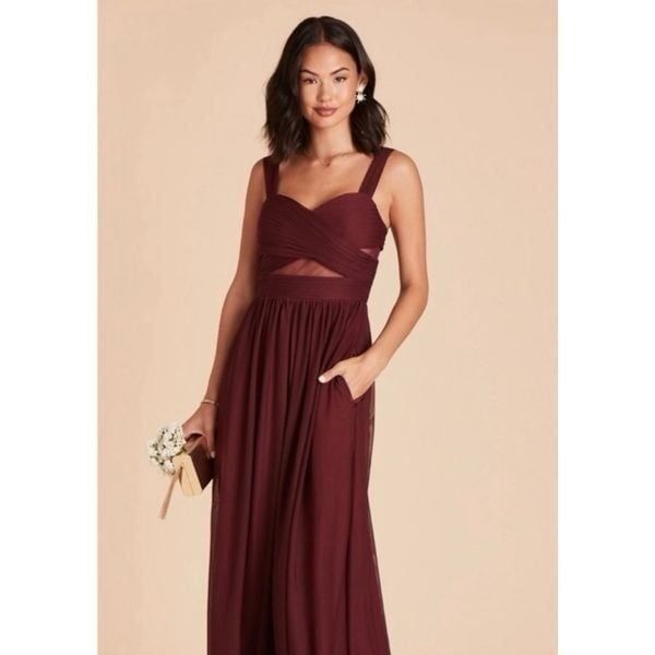 Birdy grey burgundy chiffon dress sz xs