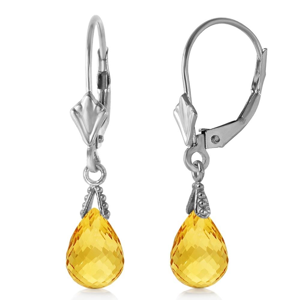 14K. GOLD LEVERBACK EARRING WITH BRIOLETTE CITRINE