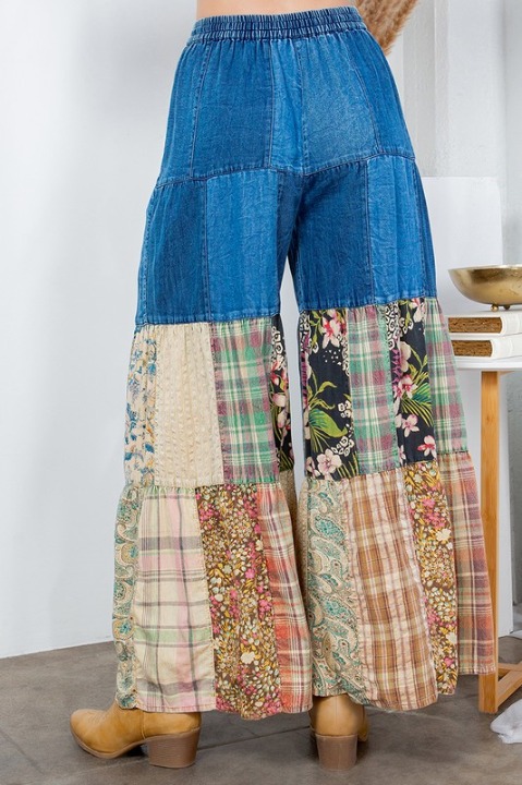 Pants - Boho Tiered Patch Denim Pant