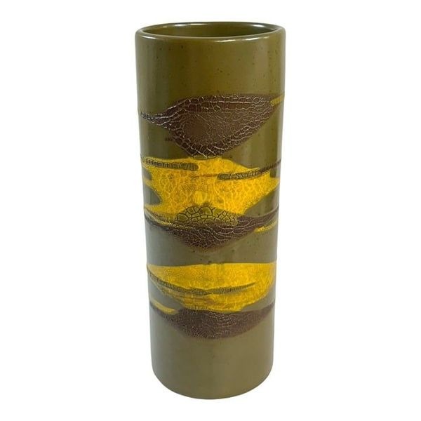 Royal Haeger 1960s MCM large green yellow textured ceramic earth wrap 12 vase