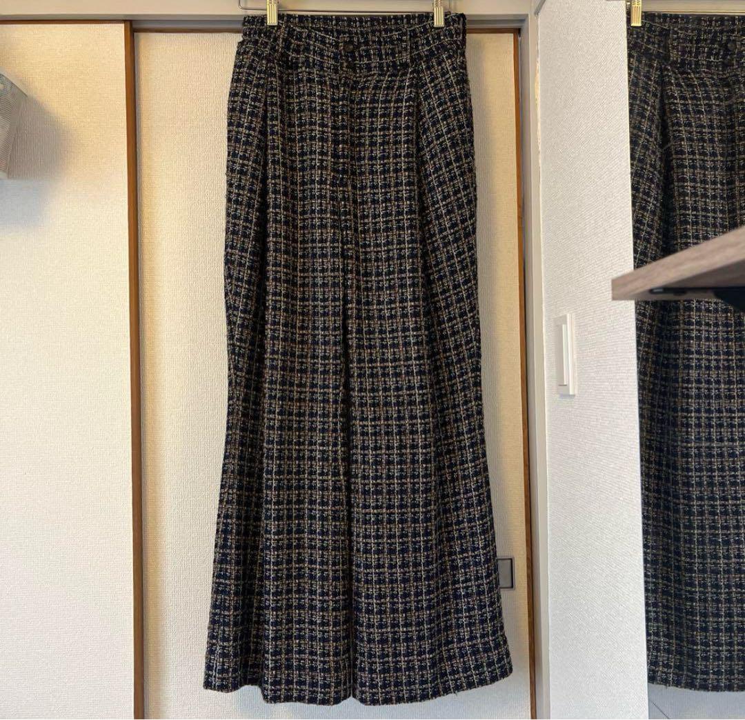 【上品】 GLITTY TROUSERS EASY FLARE TWEED パンツ