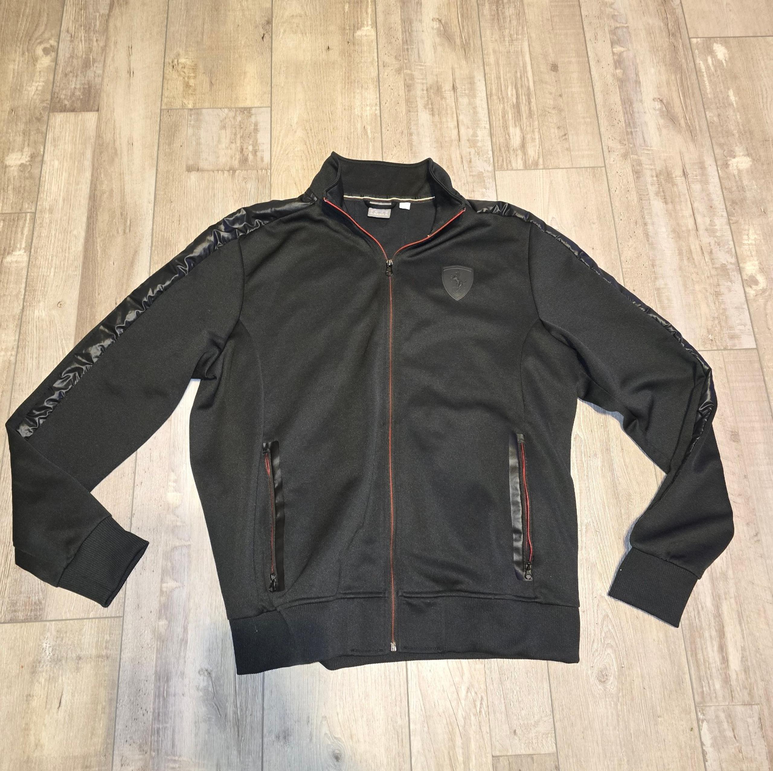 Men's PUMA Ferrari Premium Black Full Zip Track Jacket Sweatshirt - Size XL