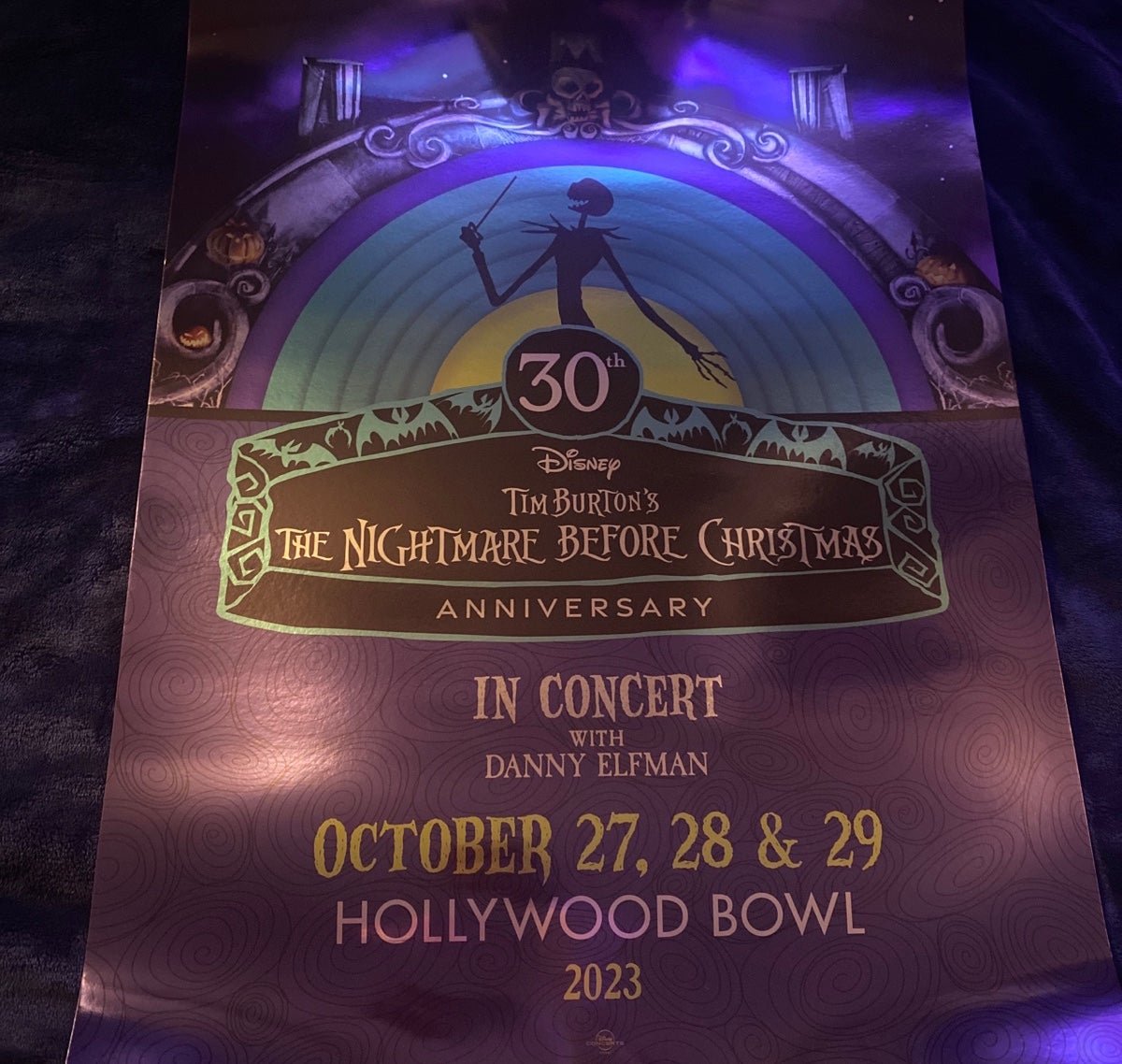 Disney Nightmare Before Christmas 30th Anniversary Hollywood Bowl Poster